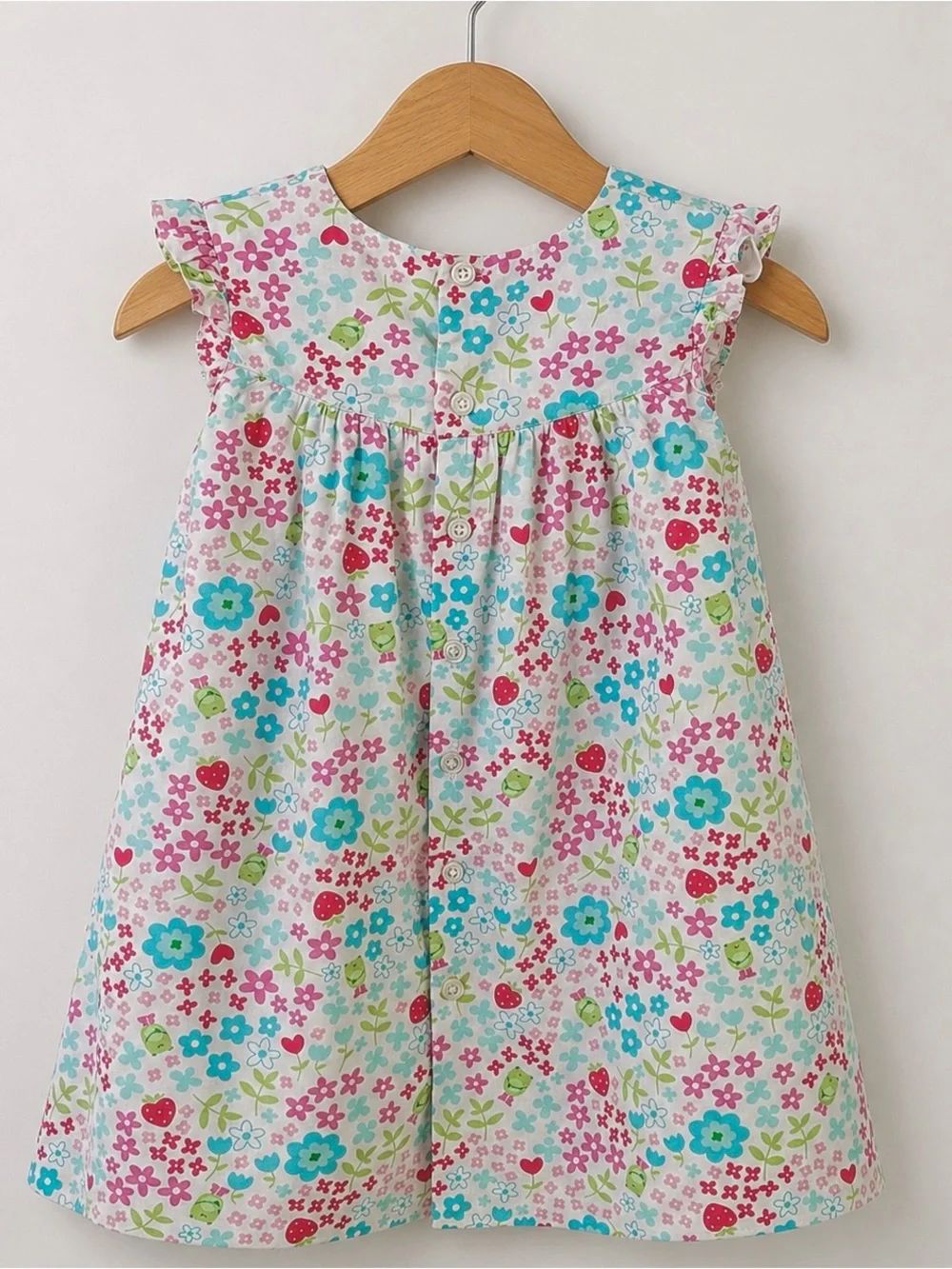 Vintage Baby Girls Carter’s Strawberry Frog Floral Toddler Dress 18M Cottagecore